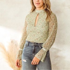 Willow and Root Mesh Keyhole Top